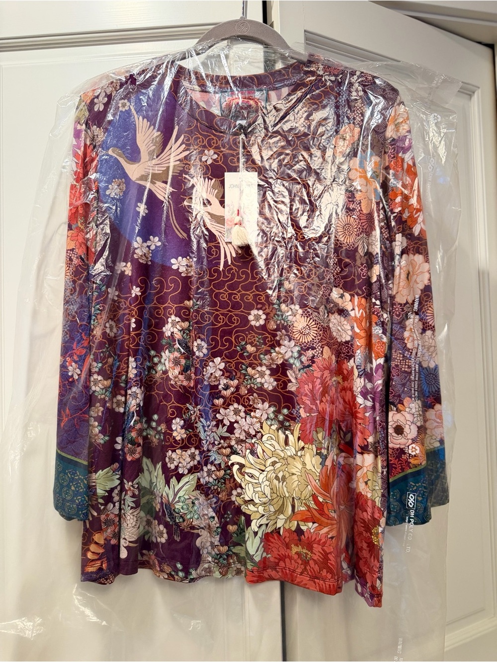 NWT Johnny Was The Janie Favorite Kimono Sleeve Tee Phoenix Print Floral L
